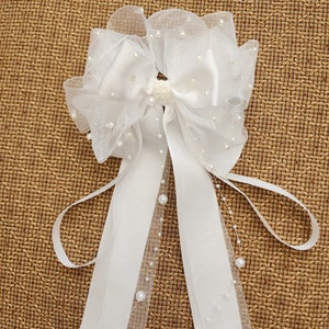 Bow for first communion girls bow white baptism products Christening toddler Baptism Bow first communion