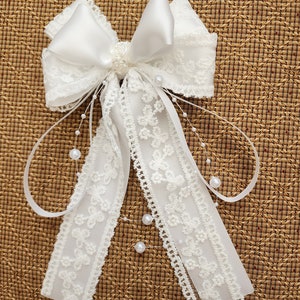 Bow for first communion girls bow white baptism products Christening toddler Baptism Bow first communion