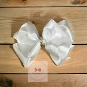 First communion bow for girls handmade bow for girls for holy communion white bow for baptism
