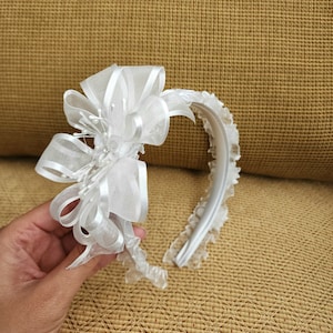 First communion headbands for girls handmade bow for girls holy communion baptism bow