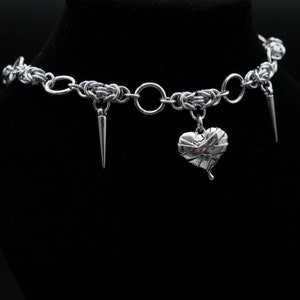 Missing Limbs | Byzantine Chainmail Bandaged Heart Spike O Ring Choker Necklace