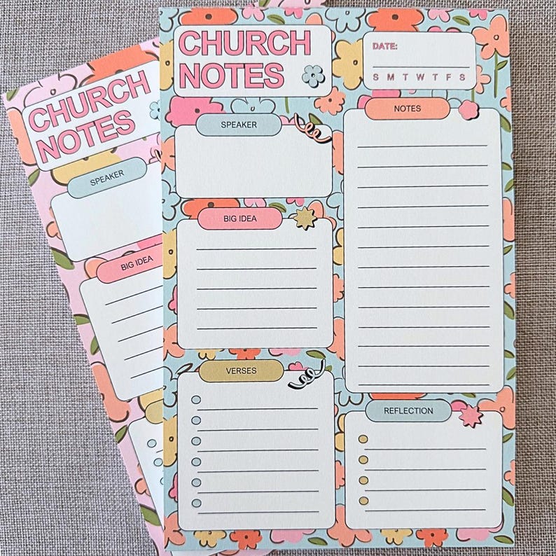 Church Notes Notepad, Sermon Notes Notepad, Bible Study Notepad, Faith ...