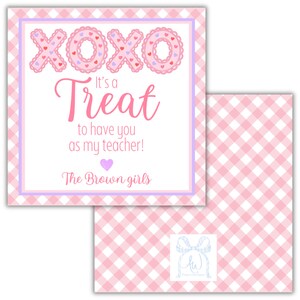 Valentine&#39;s Day Teacher Printable Personalized Tag, Teacher Sweet Treat Valentine Printable Instant Download Card