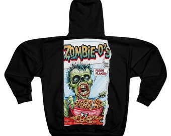 Zombie-O's Unisex Zip Hoodie (AOP) Black