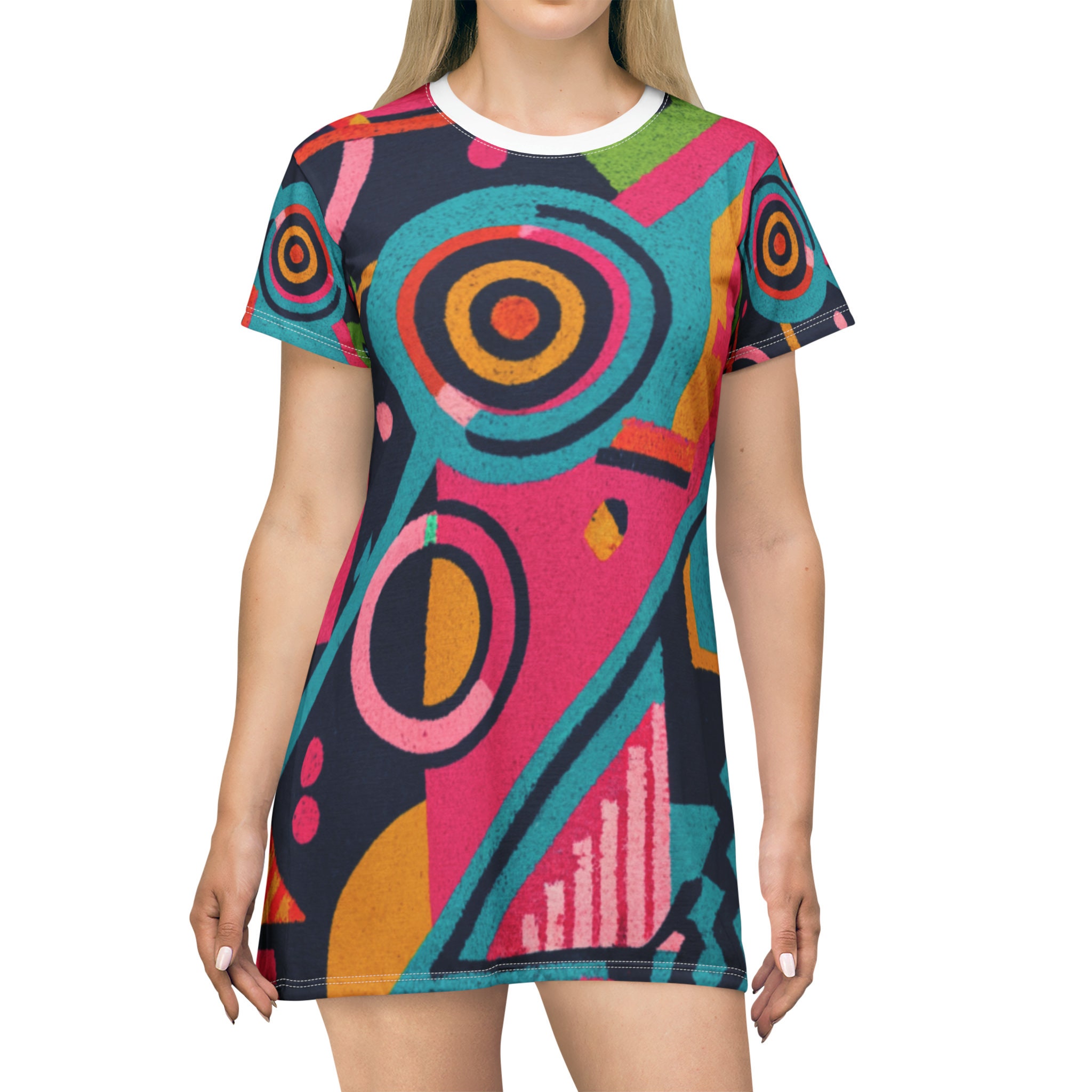 80s Arcade T-shirt Dress AOP Old School Retro Arcade Gaming Gamer Girl ...