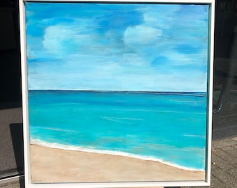 Schilderij ‘verlangen’ Blauwe zee (aanbieding van 250 naar 199 euro)