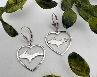 Sterling Silver Heart U.P. Dangle Earrings