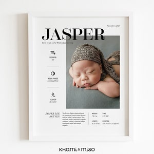 Letrero de estadísticas de nacimiento personalizado, póster para recién nacido, regalo para mamá primeriza, impresión del día de tu nacimiento, anuncio de nacimiento imprimible, estadísticas de nacimiento personalizadas