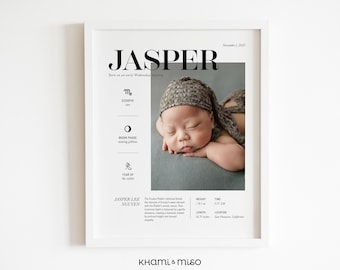 Cartello con statistiche di nascita personalizzate, poster per neonati, regalo per neomamme, stampa del giorno della tua nascita, annuncio di nascita stampabile, statistiche di nascita personalizzate