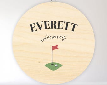 Gepersonaliseerde golfhouten bord, aangepast golfnaambord, perfect cadeau voor golfers, wanddecoratie voor sportliefhebbers, naambanner kindergolf