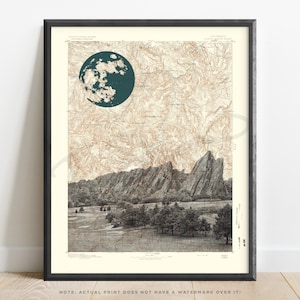 Colorado | Impression d'art topographique de terrain de golf Arrowhead | Cadeau unique pour les golfeurs | Carte topographique Denver | Carte de Denver | Roches rouges