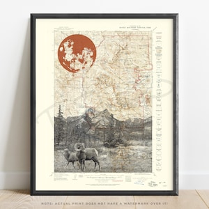 Colorado | Rocky Mountain Nationalpark Topographische Kunstdruck | Colorado Wand Kunst | Reise Poster | Galerie-Wand | Bighorn Schaf