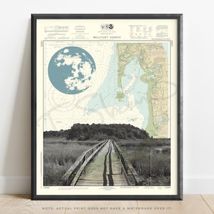 Rosenthal | Wellfleet Cape Cod Nautische Kunstdruck | Onkel Tim's Bridge Poster | Landkarte Cape Cod | Das Cape | Wellfleet Hafen