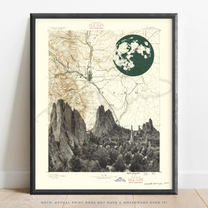 Colorado | Garten der Götter Topographischer Kunstdruck | Colorado Poster | Colorado Springs Wandkunst | Colorado Galeriewand | Landkarte Colorado