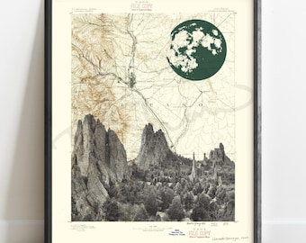 Colorado | Garden of the Gods Topographic Print | Colorado Springs Wall Art | National Park Poster