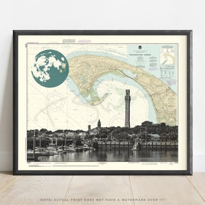 Rosenthal | Provinztown Cape Cod Nautical Art Print | Landkarte Cape Cod | Cape Cod Galeriewand | Provinzstadt-Denkmal | P-Städte-Denkmal