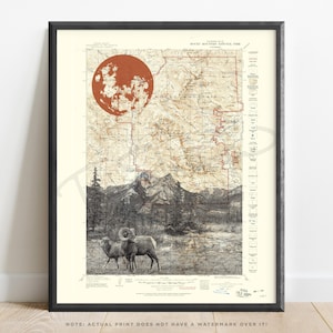 Rocky Mountain National Park Vintage Topographic Map Print - Oversized 24&quot; x 32&quot;