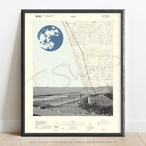 Californië | Pelican Point Carlsbad topografische kunstprint | Kaart van Californië | Encinitas-muurkunst | Carlsbad-poster | Muurkunst in San Diego