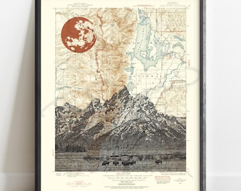 Wyoming | Jackson Hole Topographic Art Print | Map of Jackson Hole | Grand Teton National Park Poster | Wyoming Wall Art | J Hole | The Hole
