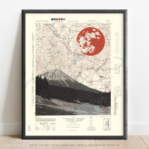 Japón / Impresión topográfica del Minami Fuji Country Club / Volcán Monte Fuji / Mapa de Japón / Mapa del Monte Fuji / Póster japonés de Shizuoka