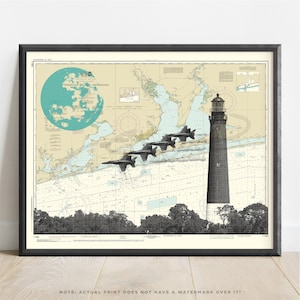 Floride | Impression d'art de phare Blue Angels Pensacola | affiche des anges bleus | Art mural carte de Pensacola | affiche de voyage | Côte du Golfe | Marine américaine