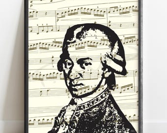 Wolfgang Amadeus Mozart Art Print on Sonata No. 16 Sheet Music | Classical Music Lovers | Multiple Sizes Available!