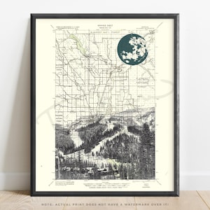 Montana | Whitefish Mountain Topographic Art Print | Montana Skiing Poster | Snowboarding Wall Art | Map of Montana | Montana Gallery Wall