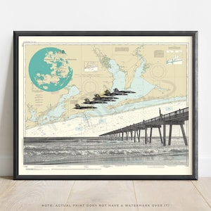 Florida | Blaue Engel Nautische Kunstdruck | Karte von Pensacola Bay | Golfküste Karte | Reise Poster | Pensacola Wand Kunst | US Navy | uralt