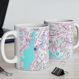 Mug à café carte de New York, cartes, amoureux de New York, cadeau de voyage, cadeau pour un ami, cadeau de bureau, amateur de café. QTÉ 1