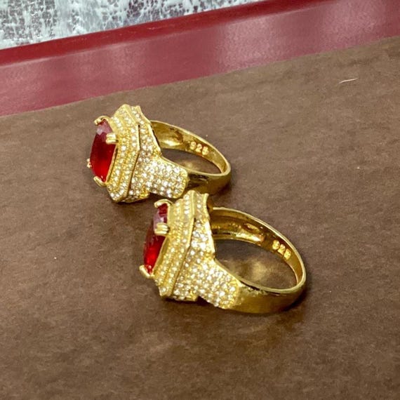 925 marked with gold plating Ruby Diamond Crystal… - image 5