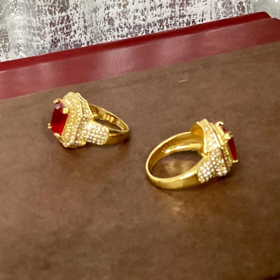 925 marked with gold plating Ruby Diamond Crystal… - image 3