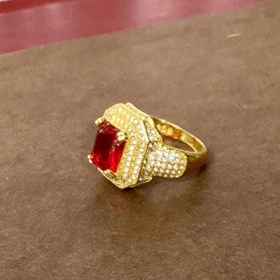 925 marked with gold plating Ruby Diamond Crystal… - image 8