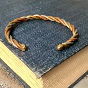 Bronze, Copper and Steel Vintage Twist Cuff bracelet