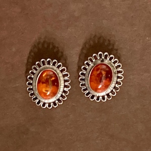 Baltic Amber Earrings Amber clipon earrings sterling silver earrings