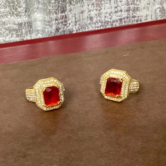 925 marked with gold plating Ruby Diamond Crystal… - image 2