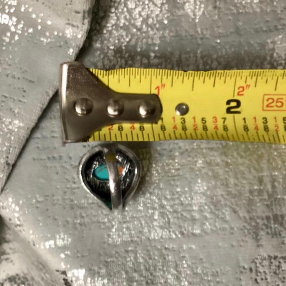 Copper Turquoise Silver Ring with double swords - image 8