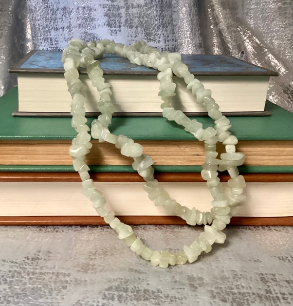 Serpentine Pale Green Vintage Beaded Long Necklace