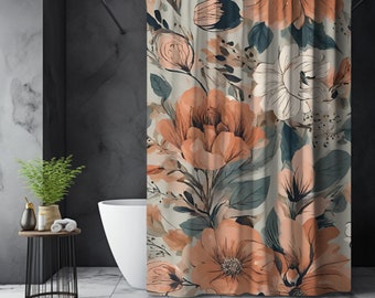 Boho Floral Shower Curtain, Boho Bathroom Decor, Floral Print, Neutral Shower Curtain, Shower Curtain Floral, Wildflower Design