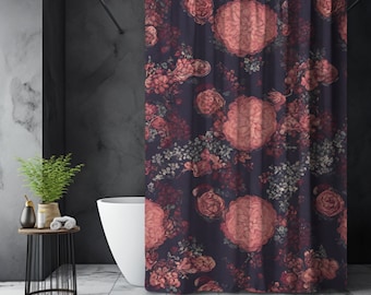 Moody Floral Shower Curtain, Fabric Shower Curtain, Floral Pink Shower Curtain, Mauve Floral Print, Flower Design, Spring Flower Print