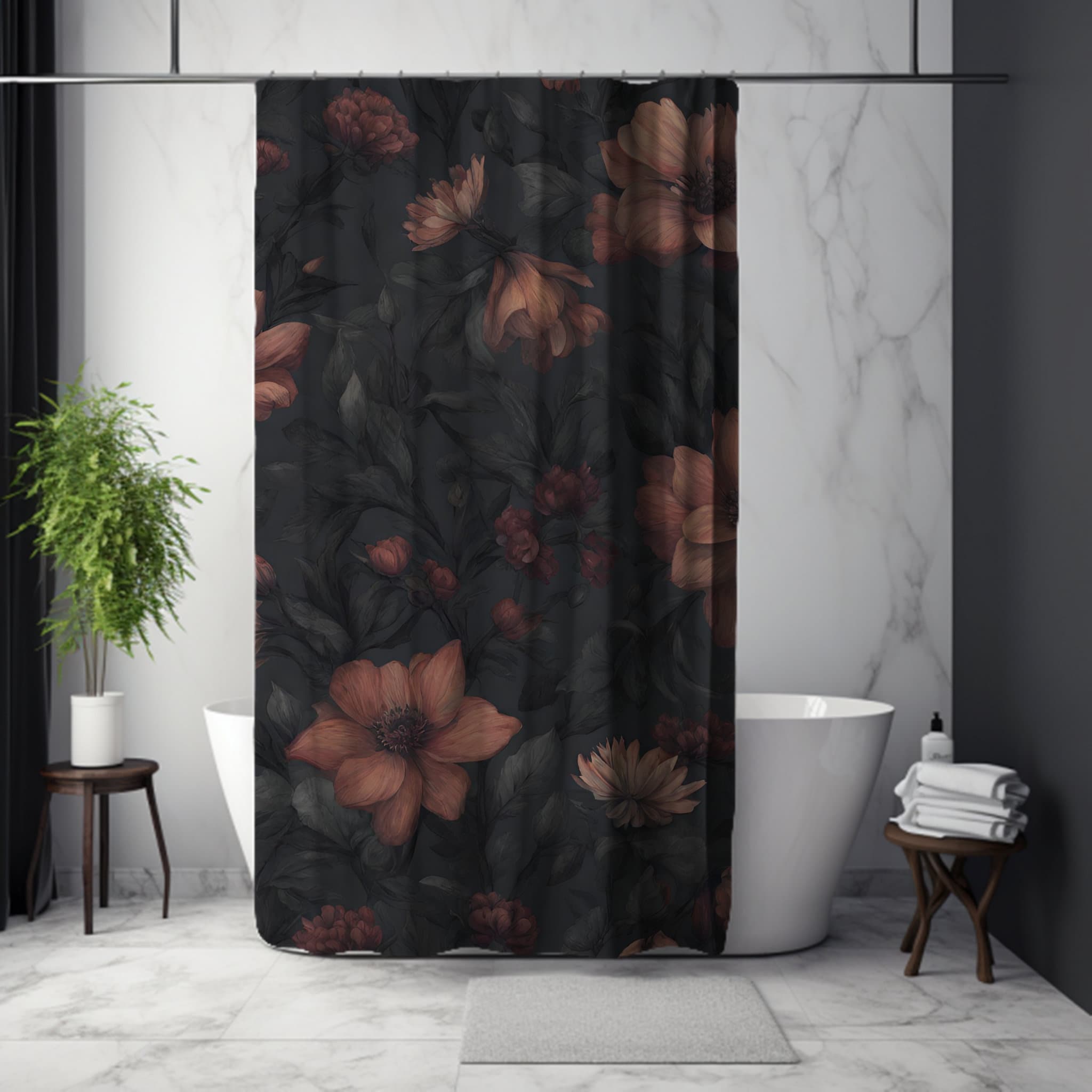 YSSFAV Cherry Blossom Shower Curtain - Japanese Floral Bathroom Decor Set With Hooks, 70x70 Inches - View #3