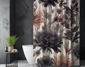 Cortina de ducha estilo cottagecore con estampado floral silvestre, cortina de ducha floral primaveral, decoración de baño de verano, botánica, inspirada en la naturaleza.
