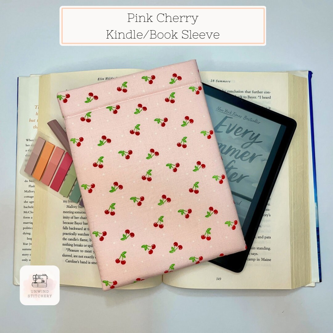 Pink Cherry Padded Book or Ereader Sleeve: Kindle, Paperback & Hardback ...