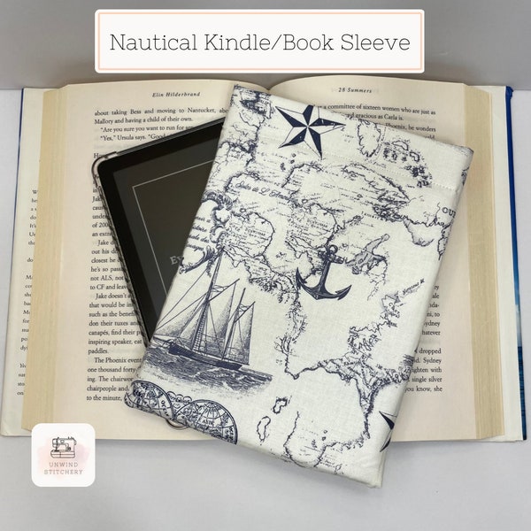 Padded Kindle Sleeve | Book Sleeve |  Kindle Paperwhite | Paperback and Hardback - Nautical