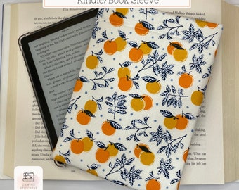 Padded Kindle Sleeve | Book Sleeve |  Kindle Paperwhite | Paperback and Hardback  -  Orange Bloom