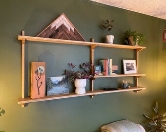 Large wall unit display shelves