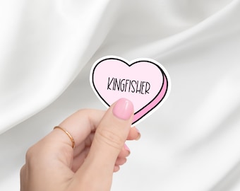Kingfisher Candy Heart Sticker | Bookstagram | Quicksilver Merch | Booktok | Shadow Daddy | Laptop Sticker | Kindle Sticker