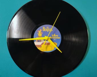 Zegar ścienny z recyklingowanego winylu o średnicy 12 cali – kultowe wzory hołdujące albumowi | Ręcznie robiony przez Real Records
