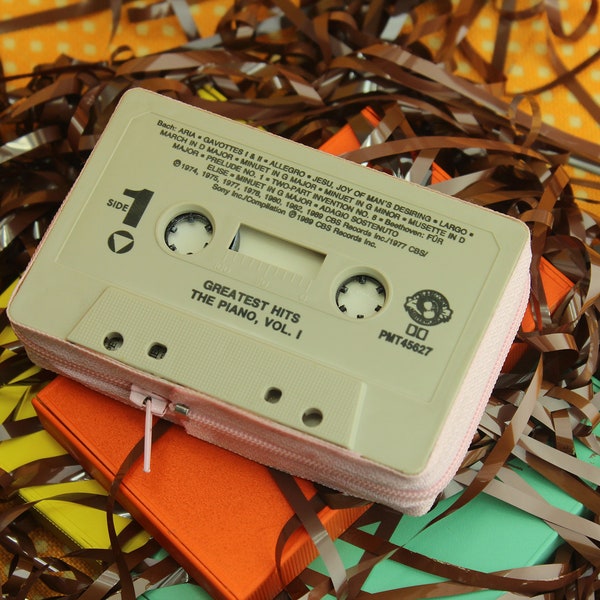 PIANO HITS - Retro Custom Hand-Made Cassette Tape Wallet/Purse