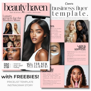 Beauty Salon Marketing Flyer Design Vorlage für Hairstylist Nail Spa Kosmetikerin Lash PMU MUA Boutique Bearbeitbare Druckbare Sofortige Werbung