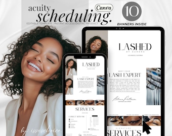 Acuity Scheduling Website Template Lash Tech Acuity Booking Site DIY White Canva Acuity Editable Website Banner Branding Lash Kit Minimalist